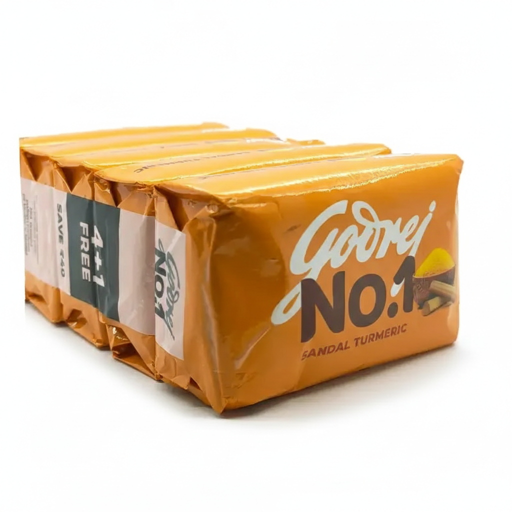 Godrej No.1 Sandal & Turmeric Soap 5 × 100 g - Buy 4 Get  1 Free