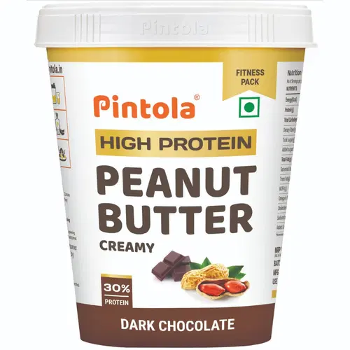 PINTOLA High Protein Peanut Butter Chocolate Flavour Creamy 1kg, Added WHEY Protein, Protein Fiber, Gluten Free, Zero Trans Fat, Dark Chocolate Peanut Butter Spread, Nut Butter Bread Snacks 1kg