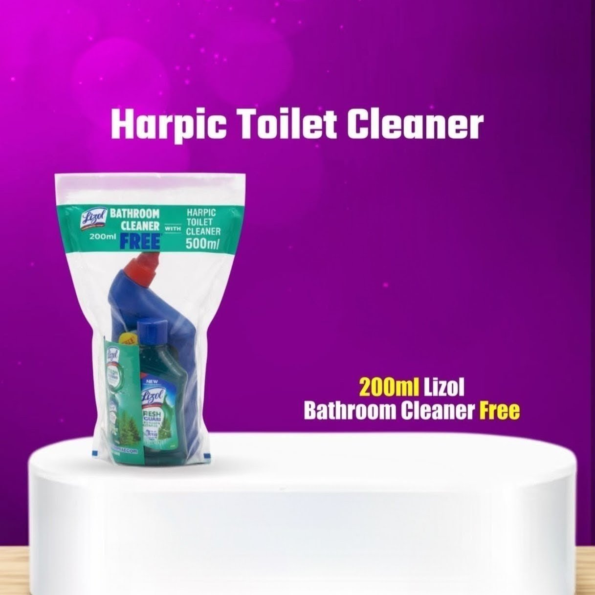 Harpic power plus Toilet Cleaner Liquid, Original 500ml | Free Lizol fresh clean 200ml  | Kills 99.9% Germs