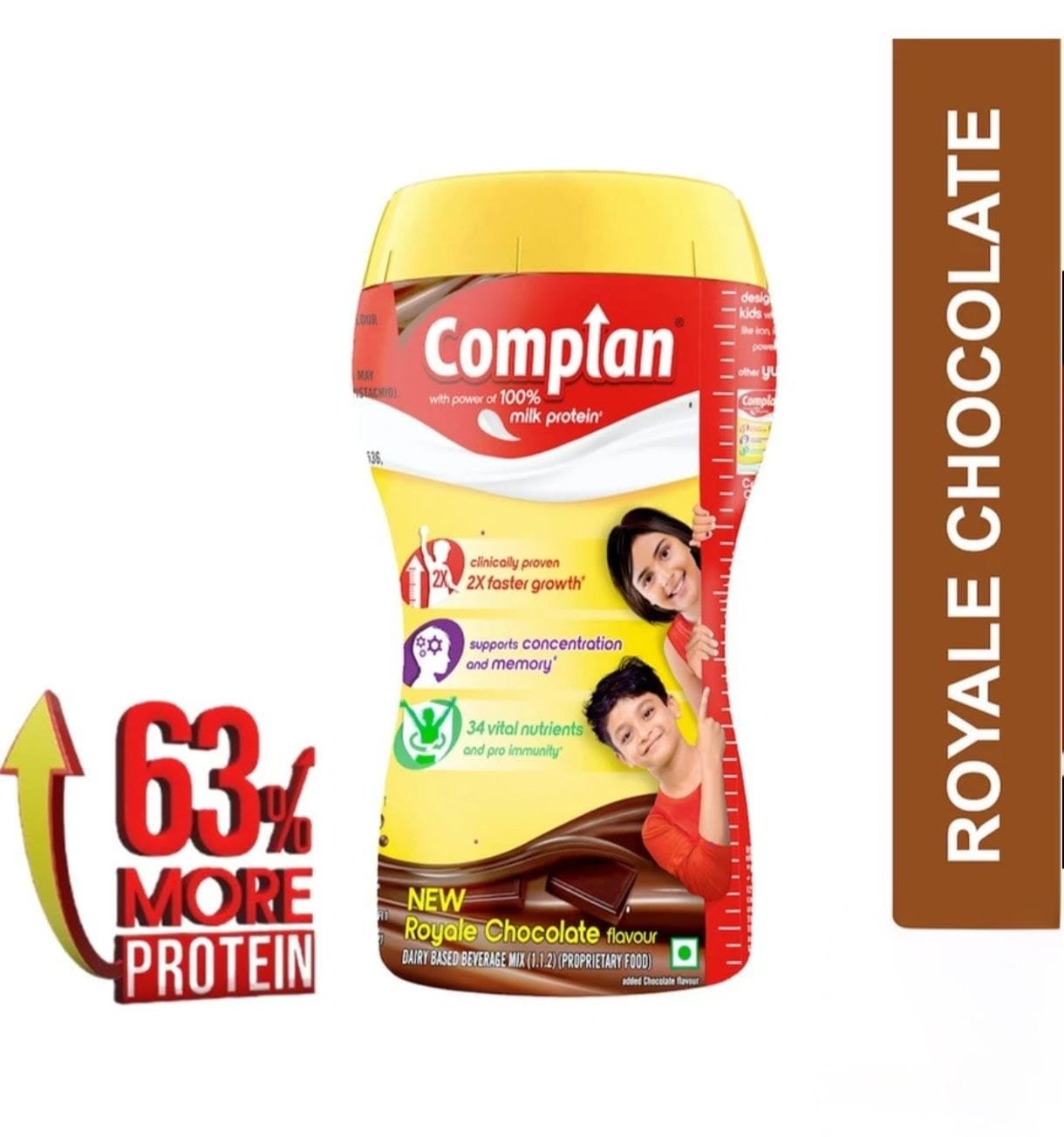 Complan Nutrition Drink Powder for Children, Royale Chocolate Flavour,Jar | Nutrition drink for kids with protein & 34 vital nutrients 500g