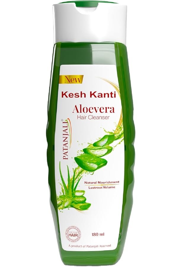 Patanjali Kesh Kanti Aloevera Hair Cleanser 180ML, Natural Nourishing Shampoo, Herbal Care for Healthy Hair, Scalp Cleansers for Men and Women, For All Types.                 